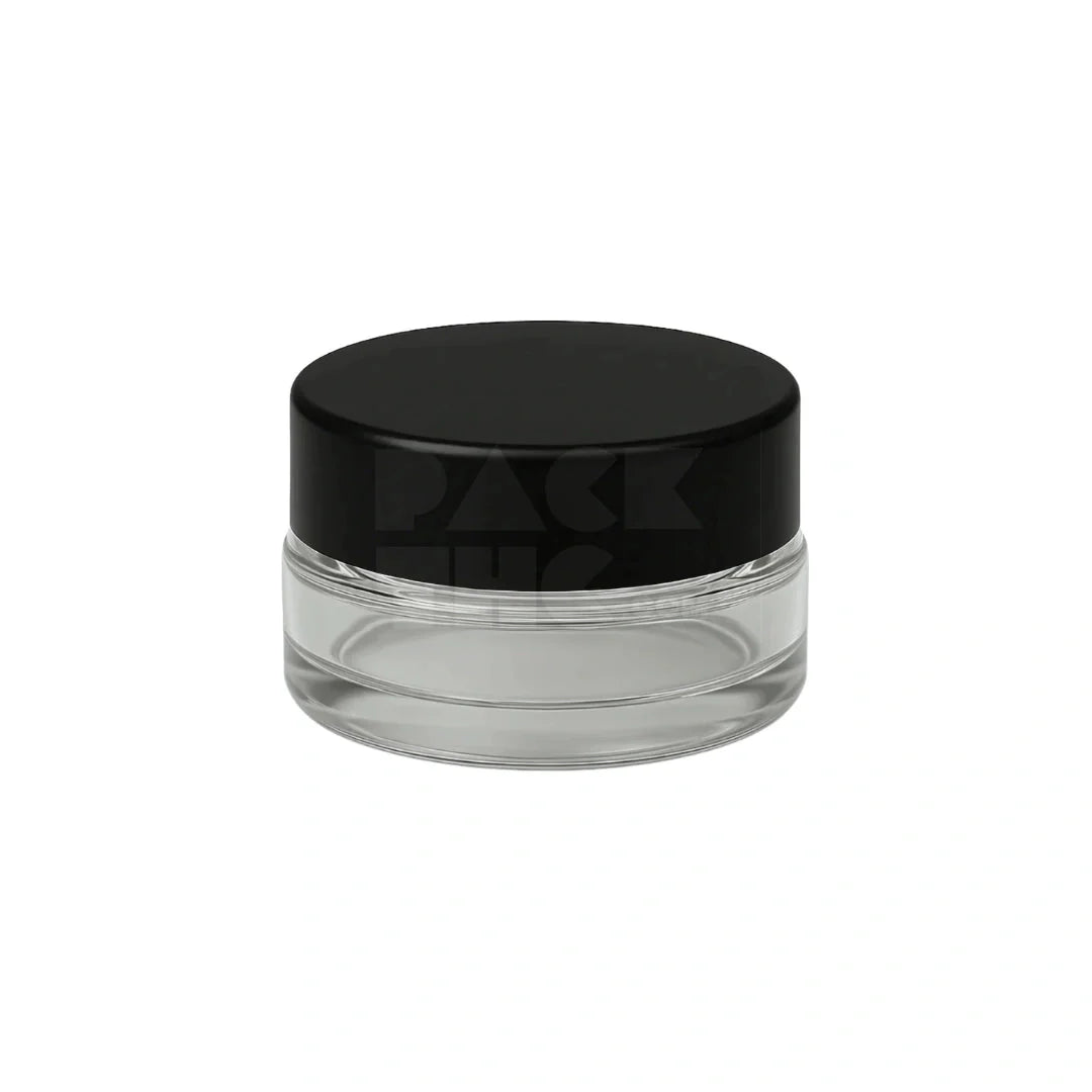 7 ml cr glass round concentrate container black lid