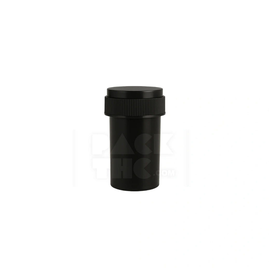 8 dram push turn reverse cap bottles black