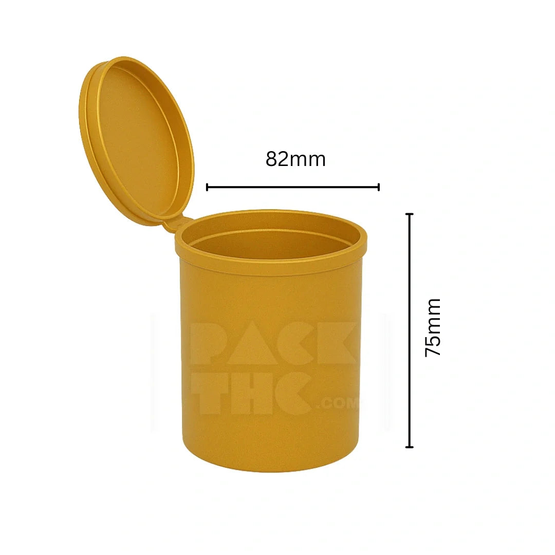 90 dram pop top vial golden