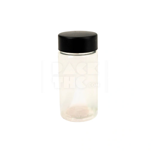 Transparent 90mm PET jar with black lid for pre-roll packaging