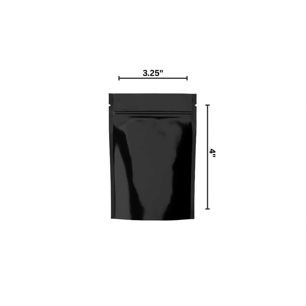 image BLACK MYLAR BAGS - 1 Gram | Durable Fresh-Lock Pouch | PackTHC – (100 Count)