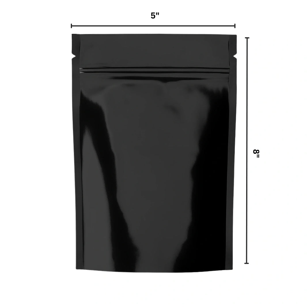 image BLACK MYLAR BAGS - 1/2 oz | Durable Fresh-Lock Pouch | PackTHC – (100 Count)