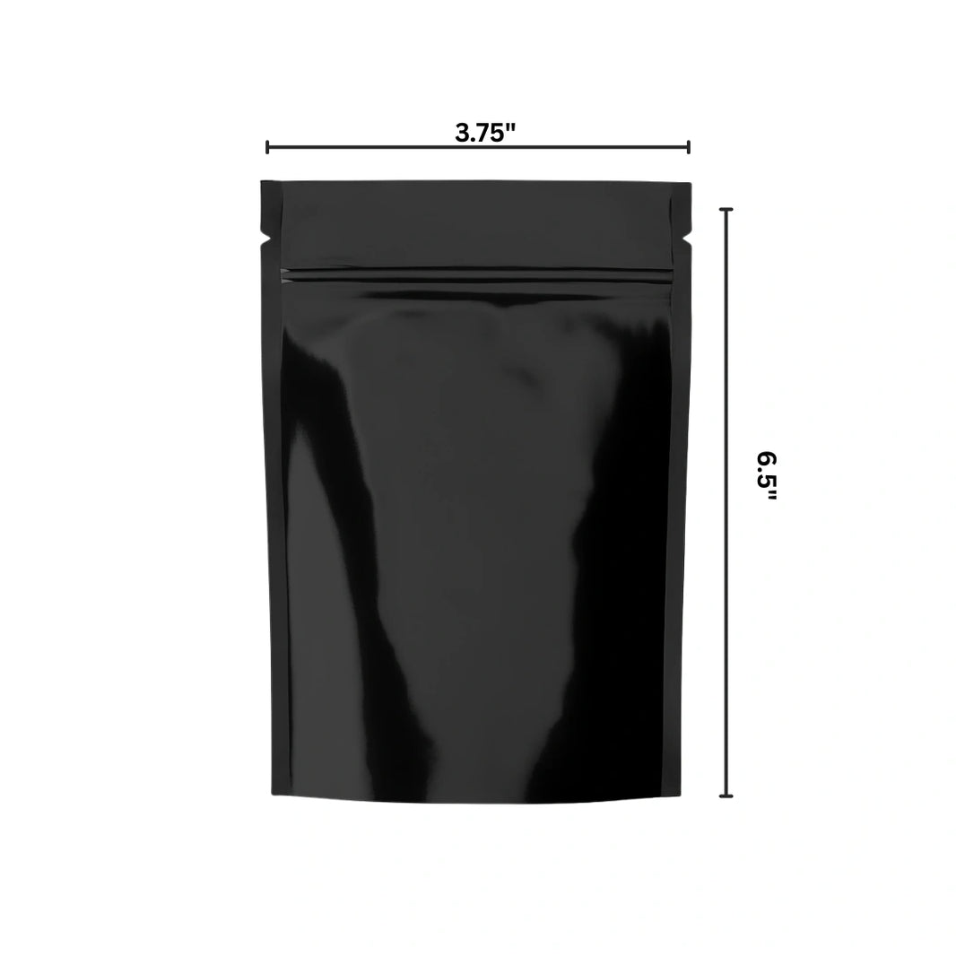 image BLACK MYLAR BAGS - 1/4 oz | Durable Fresh-Lock Pouch | PackTHC – (100 Count)