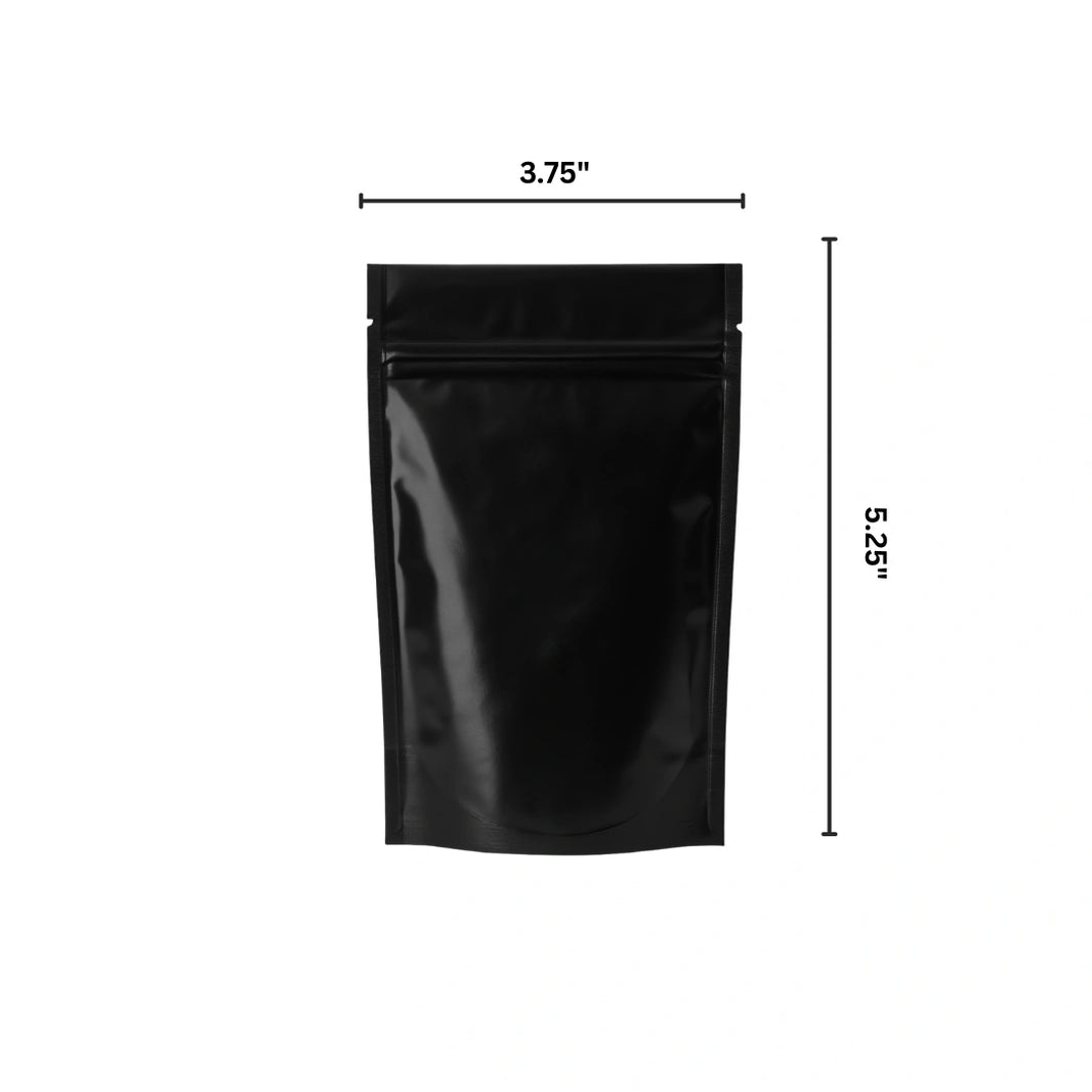 image BLACK MYLAR BAGS - 1/8 oz | Durable Fresh-Lock Pouch | PackTHC – (100 Count)