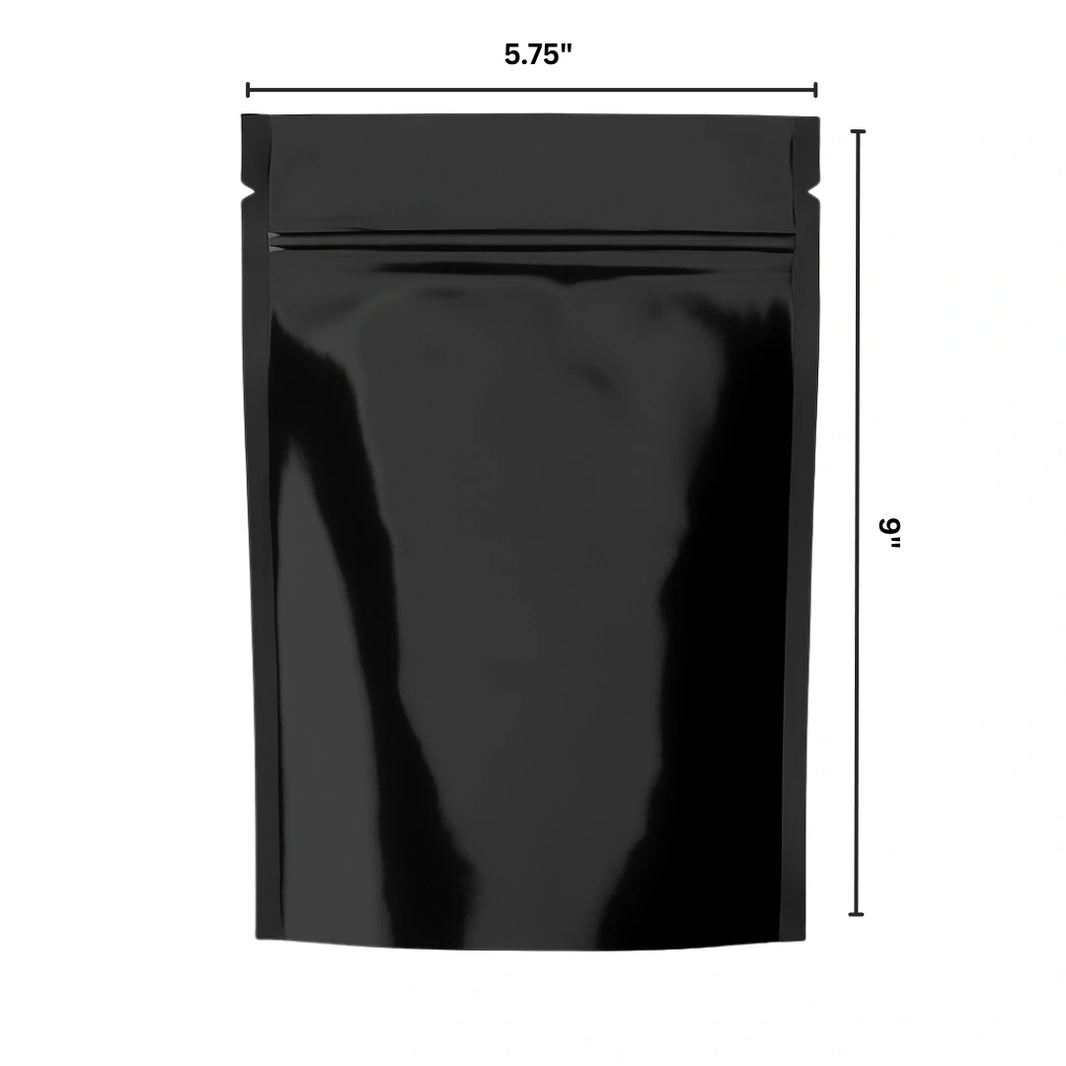 image BLACK MYLAR BAGS - 1 oz | Durable Fresh-Lock Pouch | PackTHC – (100 Count)