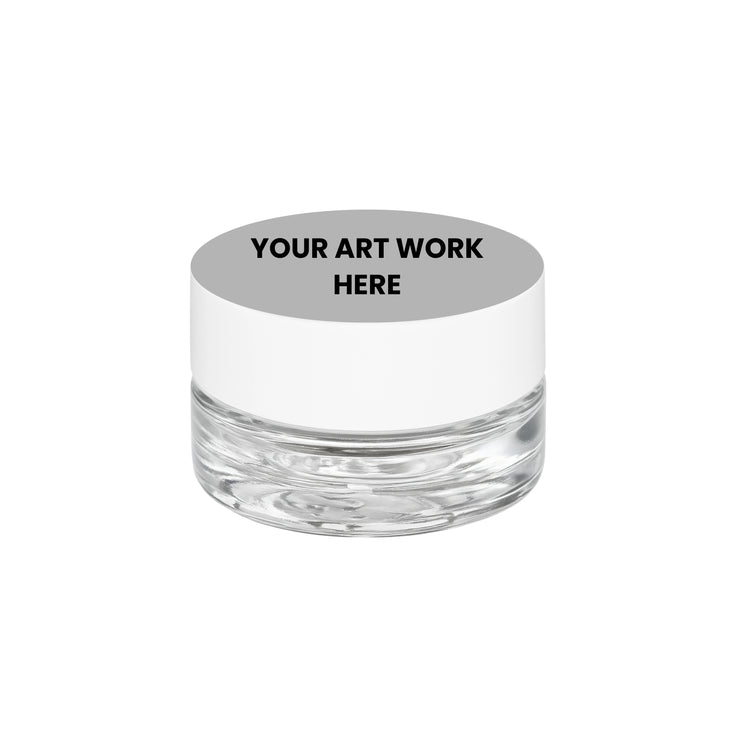 7ml Clear Glass Low Profile Container - Black Or White Cap With Labels & Application