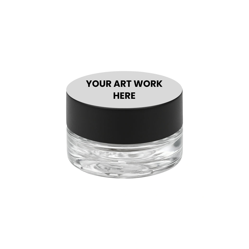 5 Ml Glass Child Safe Concentrate Container With Black Or White Cap With Labels & Application - Black cap