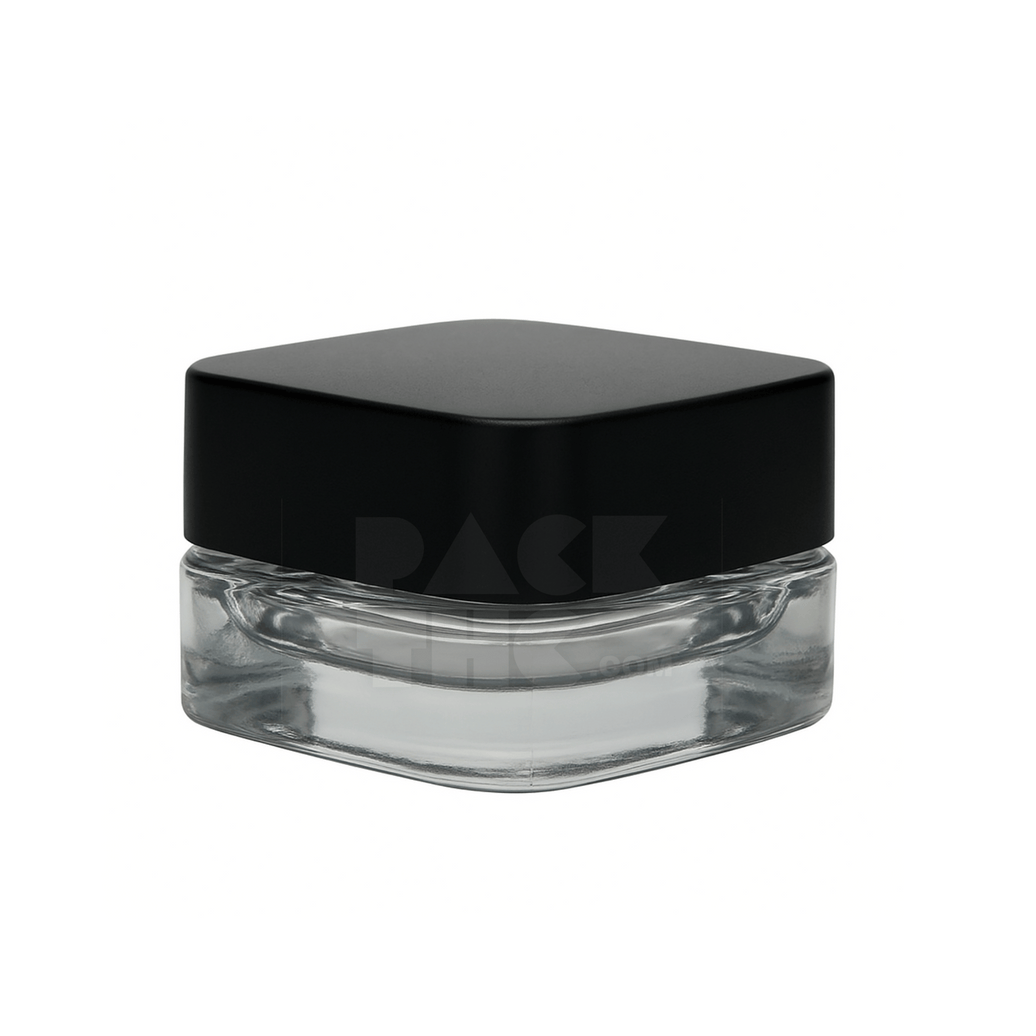 9 ML CR GLASS SQUARE CONCENTRATE CONTAINER - BLACK LID - (360 COUNT) Pack THC