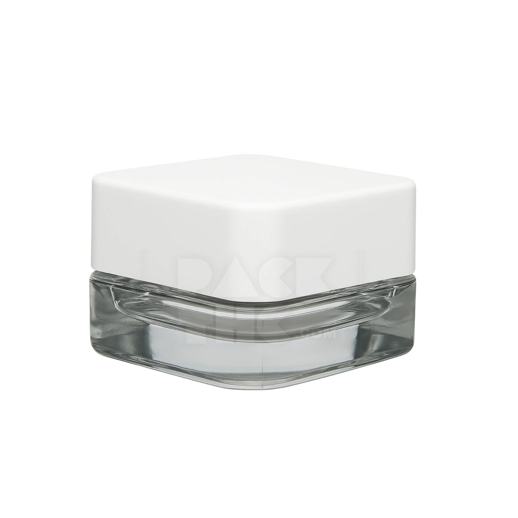9 ML CR GLASS SQUARE CONCENTRATE CONTAINER - WHITE LID - (360 COUNT) Pack THC