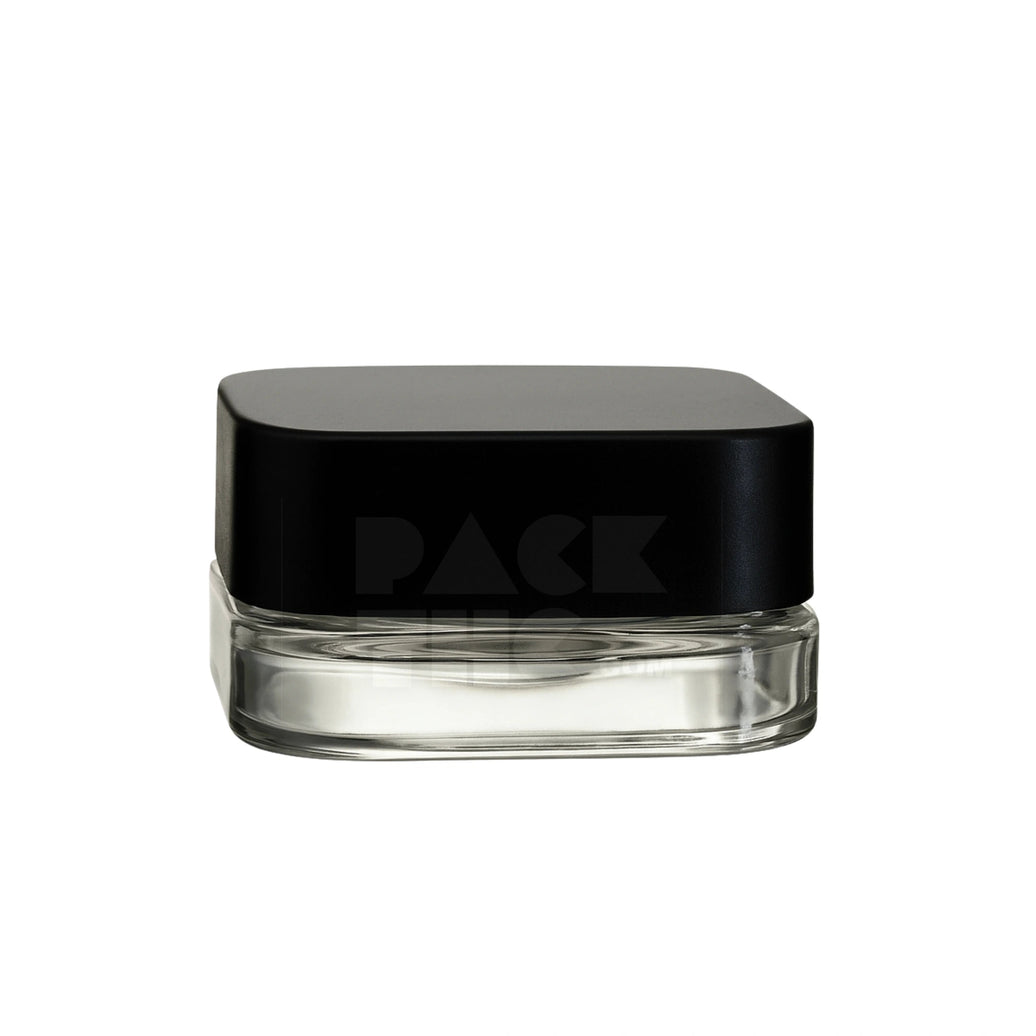 5 ml CR glass square concentrate container with black lid for cannabis rosin or hash