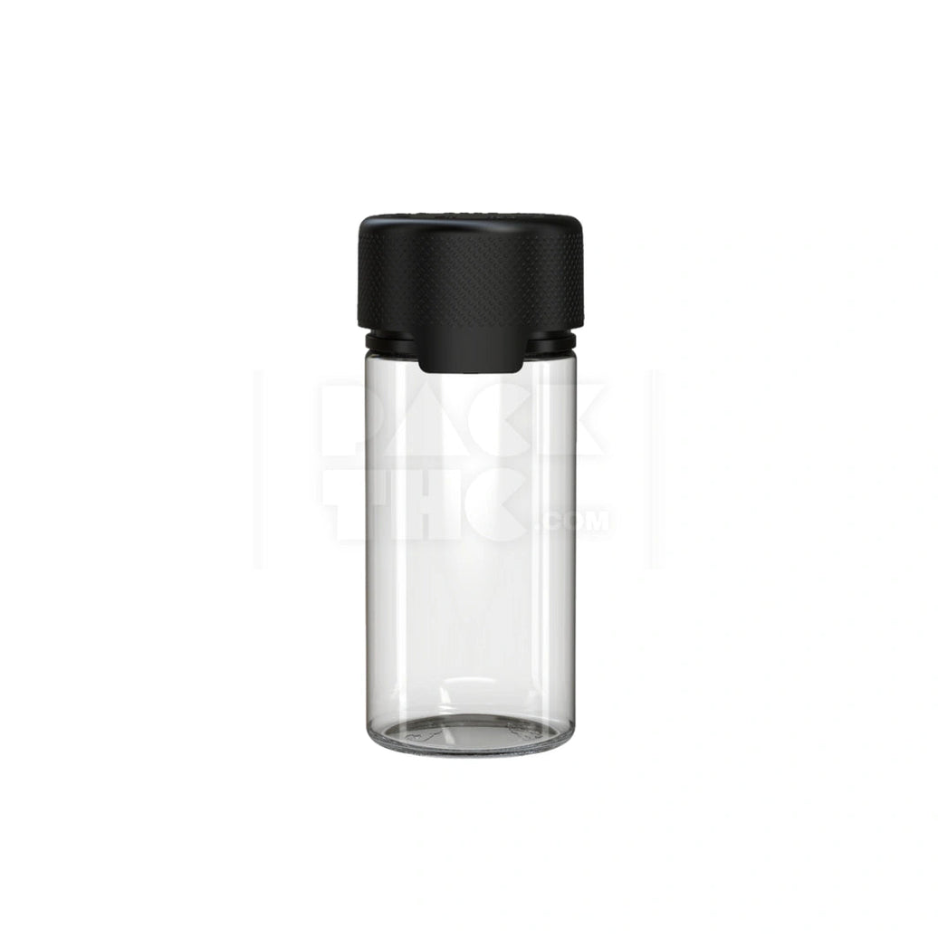 100ML AVIATOR CR BOTTLE WITH FRICTION FIT CLOSURE & TAMPER EVIDENT BREAK-OFF BAND (CLEAR NATURAL BOTTLE WITH OPAQUE BLACK CLOSURE) - (400 count) Pack THC