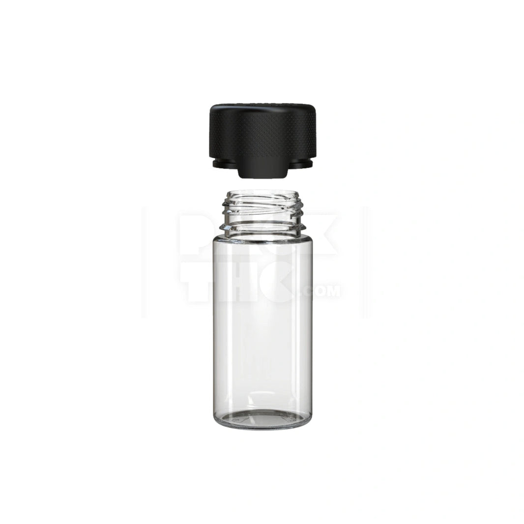 image 100ML AVIATOR CR BOTTLE WITH FRICTION FIT CLOSURE & TAMPER EVIDENT BREAK-OFF BAND (CLEAR NATURAL BOTTLE WITH OPAQUE BLACK CLOSURE) - (400 count) Pack THC