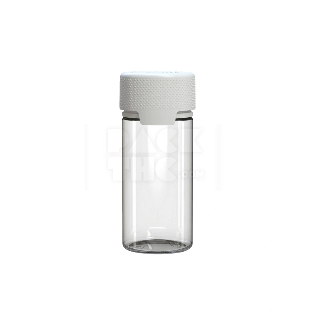 100ML AVIATOR CR BOTTLE WITH FRICTION FIT CLOSURE & TAMPER EVIDENT BREAK-OFF BAND (CLEAR NATURAL BOTTLE WITH OPAQUE WHITE CLOSURE) - (400 count) Pack THC