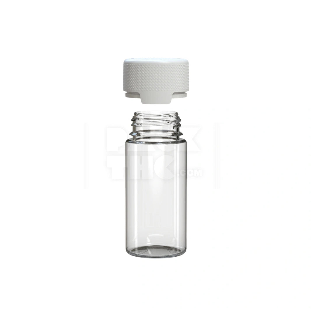 image 100ML AVIATOR CR BOTTLE WITH FRICTION FIT CLOSURE & TAMPER EVIDENT BREAK-OFF BAND (CLEAR NATURAL BOTTLE WITH OPAQUE WHITE CLOSURE) - (400 count) Pack THC