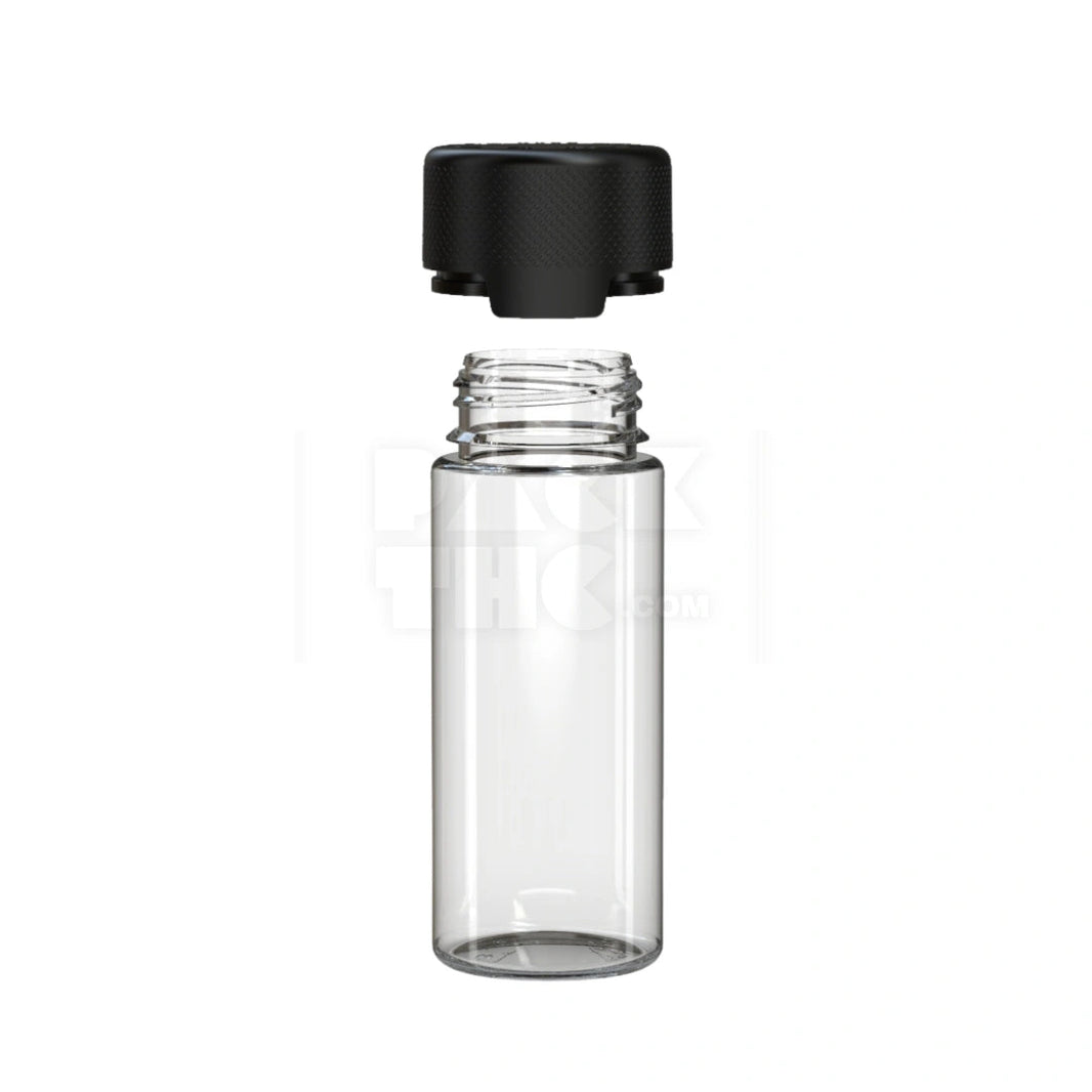 image 120ML AVIATOR CR BOTTLE WITH FRICTION FIT CLOSURE & TAMPER EVIDENT BREAK-OFF BAND (CLEAR NATURAL BOTTLE WITH OPAQUE BLACK CLOSURE) - (400 count) Pack THC