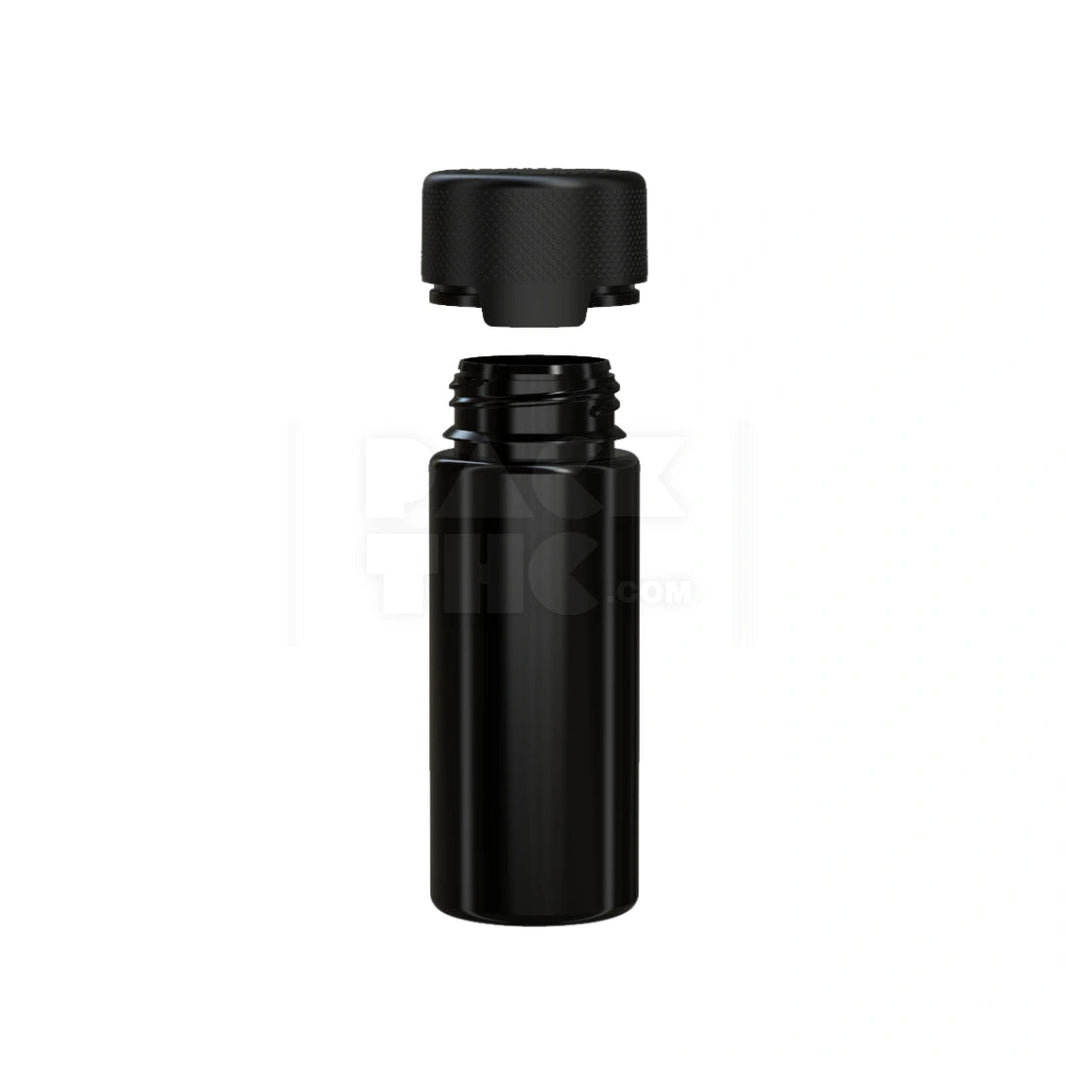 image 120ML AVIATOR CR BOTTLE WITH FRICTION FIT CLOSURE & TAMPER EVIDENT BREAK-OFF BAND (OPAQUE BLACK BOTTLE WITH OPAQUE BLACK CLOSURE) - (400 count) Pack THC