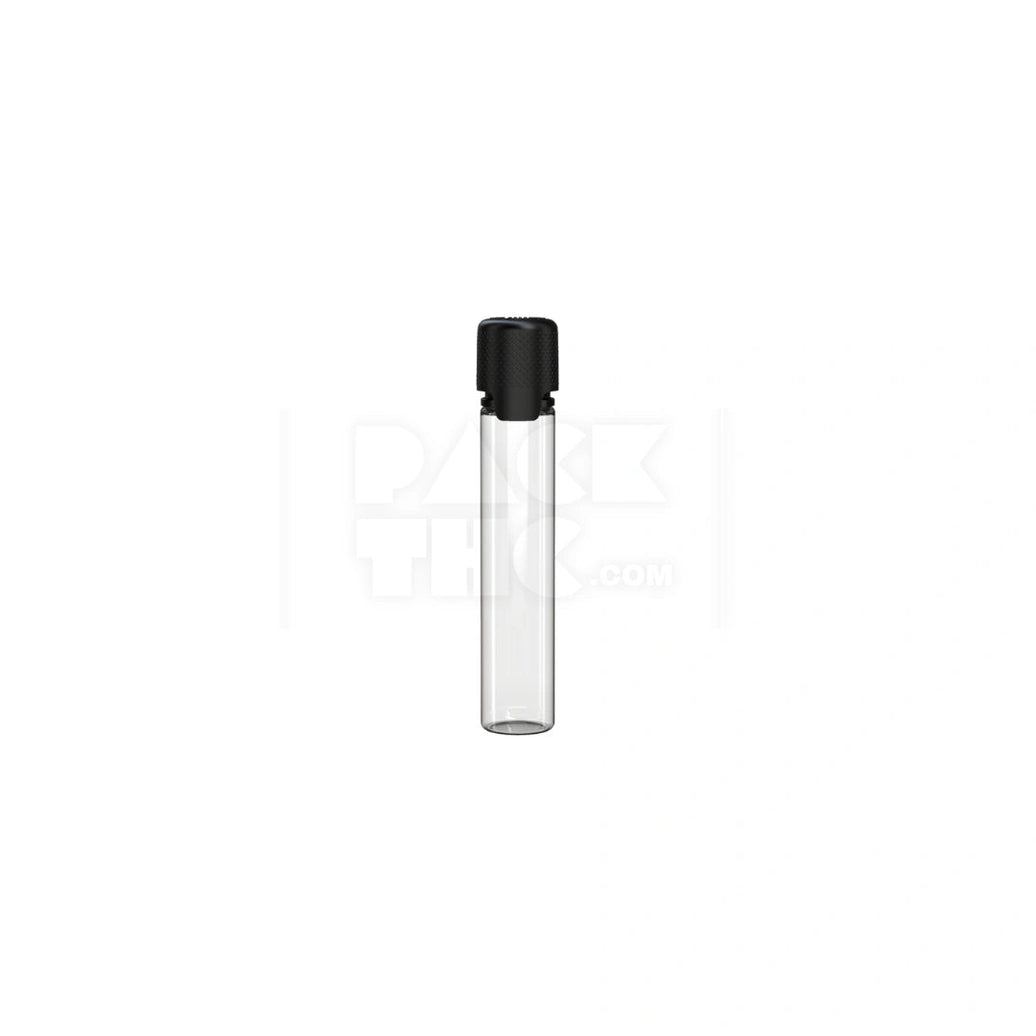 30ML AVIATOR CR BOTTLE WITH FRICTION FIT CLOSURE & TAMPER EVIDENT BREAK-OFF BAND (CLEAR NATURAL BOTTLE WITH OPAQUE BLACK CLOSURE) - (1000 count) Pack THC