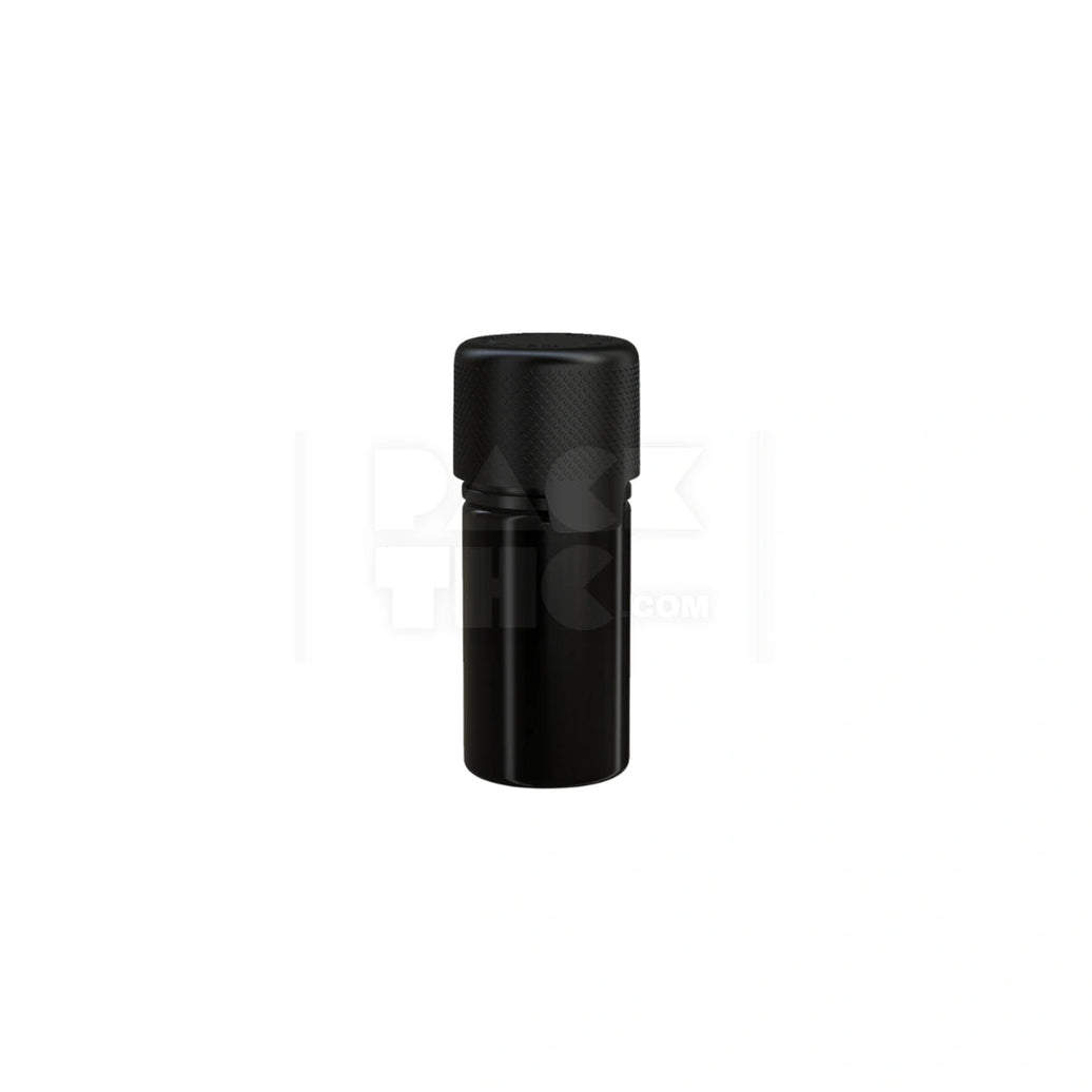 30ML STUBBY AVIATOR CR BOTTLE WITH FRICTION FIT CLOSURE & TAMPER EVIDENT BREAK-OFF BAND (OPAQUE BLACK BOTTLE WITH OPAQUE BLACK CLOSURE) - (1000 count) Pack THC