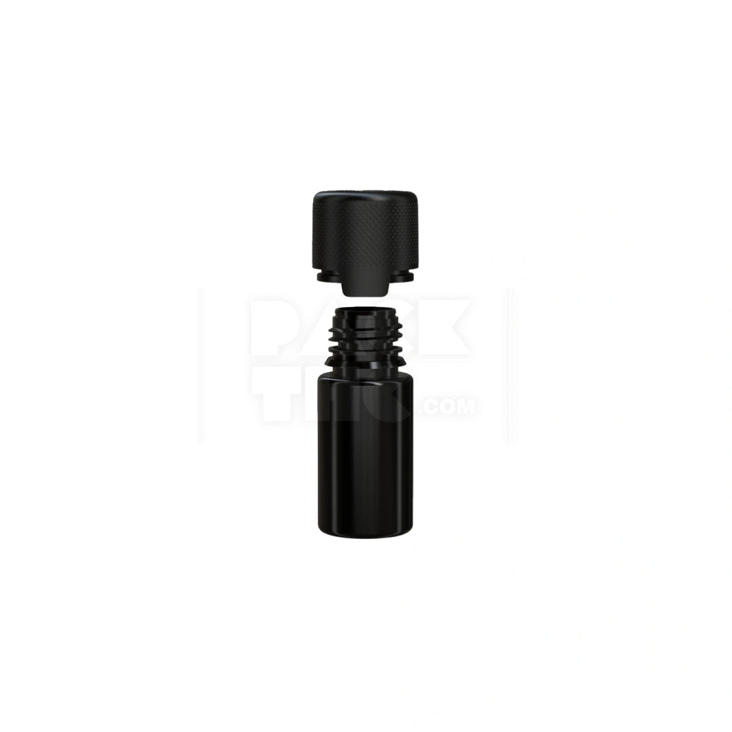 image 30ML STUBBY AVIATOR CR BOTTLE WITH FRICTION FIT CLOSURE & TAMPER EVIDENT BREAK-OFF BAND (OPAQUE BLACK BOTTLE WITH OPAQUE BLACK CLOSURE) - (1000 count) Pack THC
