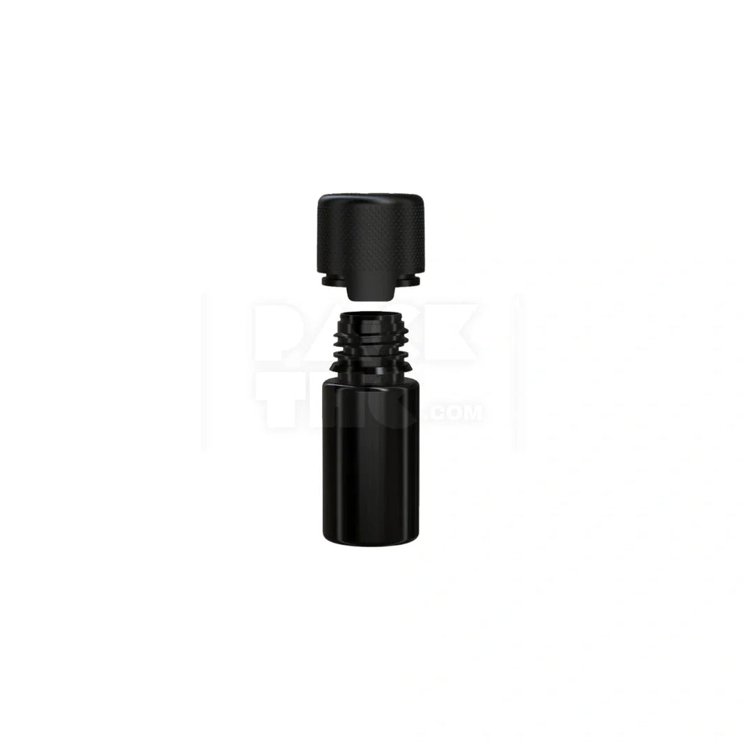 image 30ml stubby aviator cr bottle with friction fit closure tamper evident break off band opaque black bottle with opaque black closure 1000 count