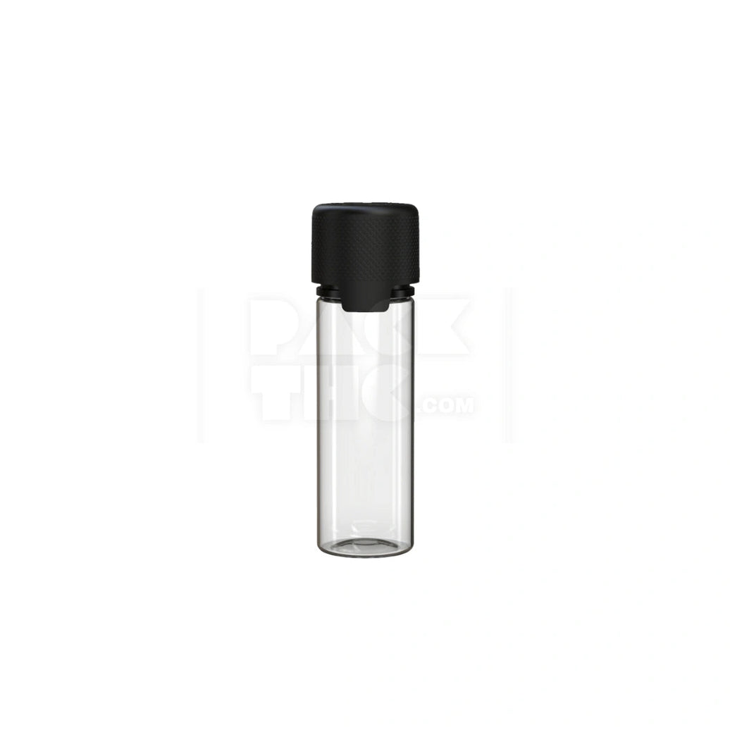 50ML AVIATOR CR BOTTLE WITH FRICTION FIT CLOSURE & TAMPER EVIDENT BREAK-OFF BAND (CLEAR NATURAL BOTTLE WITH OPAQUE BLACK CLOSURE) - (500 count) Pack THC