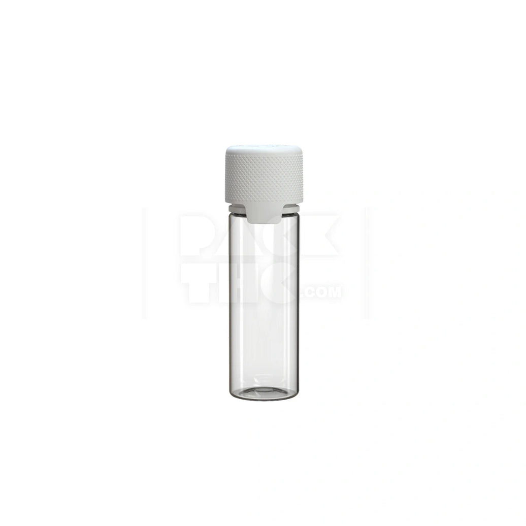 50ML AVIATOR CR BOTTLE WITH FRICTION FIT CLOSURE & TAMPER EVIDENT BREAK-OFF BAND (CLEAR NATURAL BOTTLE WITH OPAQUE WHITE CLOSURE) - (500 count) Pack THC