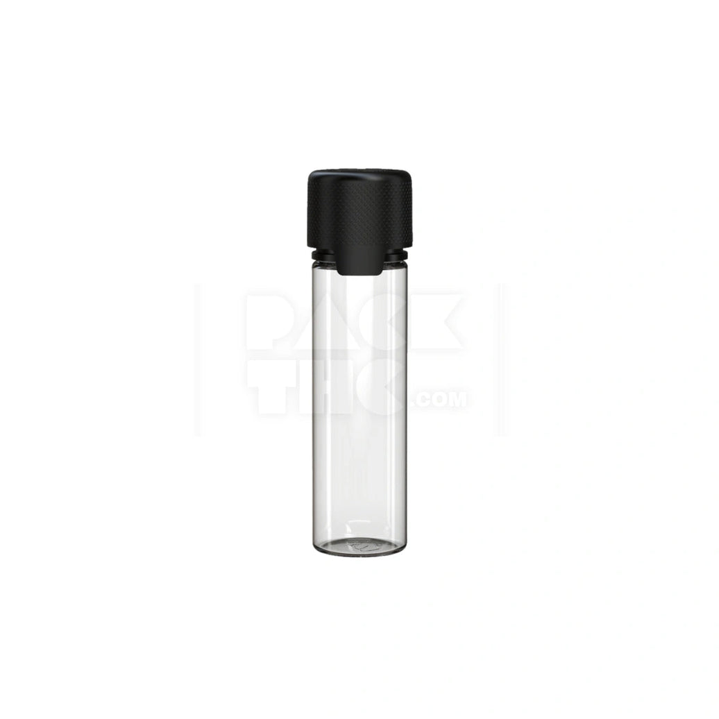 60ML AVIATOR CR BOTTLE WITH FRICTION FIT CLOSURE & TAMPER EVIDENT BREAK-OFF BAND (CLEAR NATURAL BOTTLE WITH OPAQUE BLACK CLOSURE) - (500 count) Pack THC