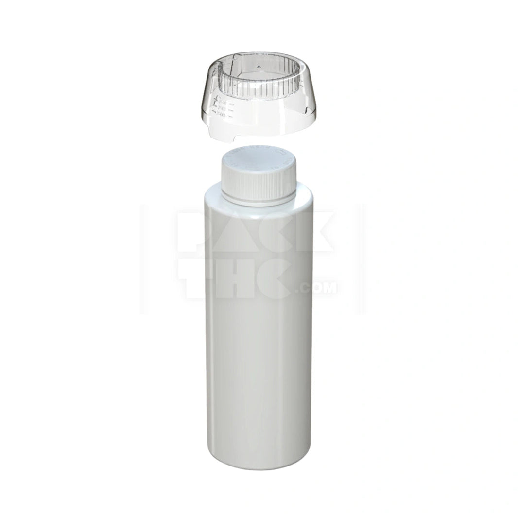 image 1L AVIATOR CR BASE BOTTLE WITH INTERGRATED LINER & TAMPER EVIDENT BREAK-OFF BAND & DOSING CUP (OPAQUE WHITE BOTTLE, OPAQUE WHITE CLOSURE WITH CLEAR NATURAL DOSING CUP) - (30 count) Pack THC