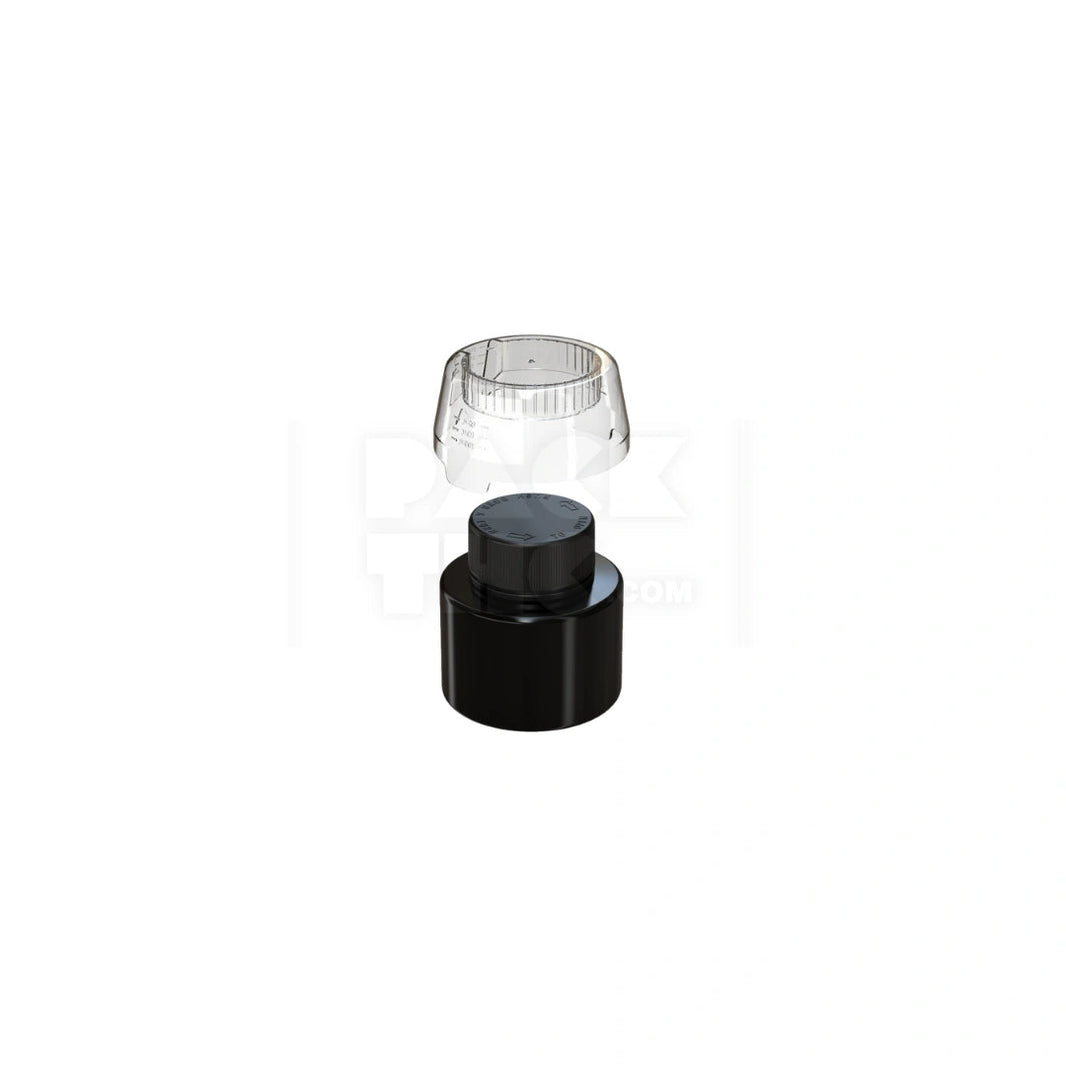 image 250ML AVIATOR CR BASE BOTTLE WITH INTERGRATED LINER &TAMPER EVIDENT BREAK-OFF BAND & DOSING CUP (OPAQUE BLACK BOTTLE, OPAQUE BLACK CLOSURE WITH CLEAR NATURAL DOSING CUP) - (120 count) Pack THC