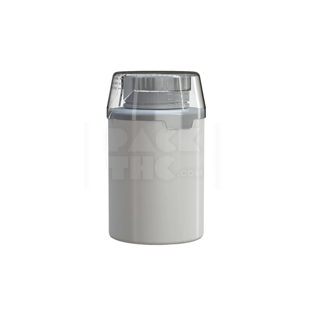500ML AVIATOR CR BASE BOTTLE WITH INTERGRATED LINER & TAMPER EVIDENT BREAK-OFF BAND & DOSING CUP (OPAQUE WHITE BOTTLE, OPAQUE WHITE CLOSURE WITH CLEAR NATURAL DOSING CUP) - (60 count) Pack THC