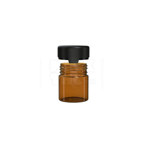3OZ (90CC) AVIATOR CR CONTAINER WITH INTEGRATED LINER & TAMPER EVIDENT BREAK-OFF BAND (TRANSLUCENT AMBER CONTAINER WITH OPAQUE BLACK CLOSURE) - (400 count) Pack THC