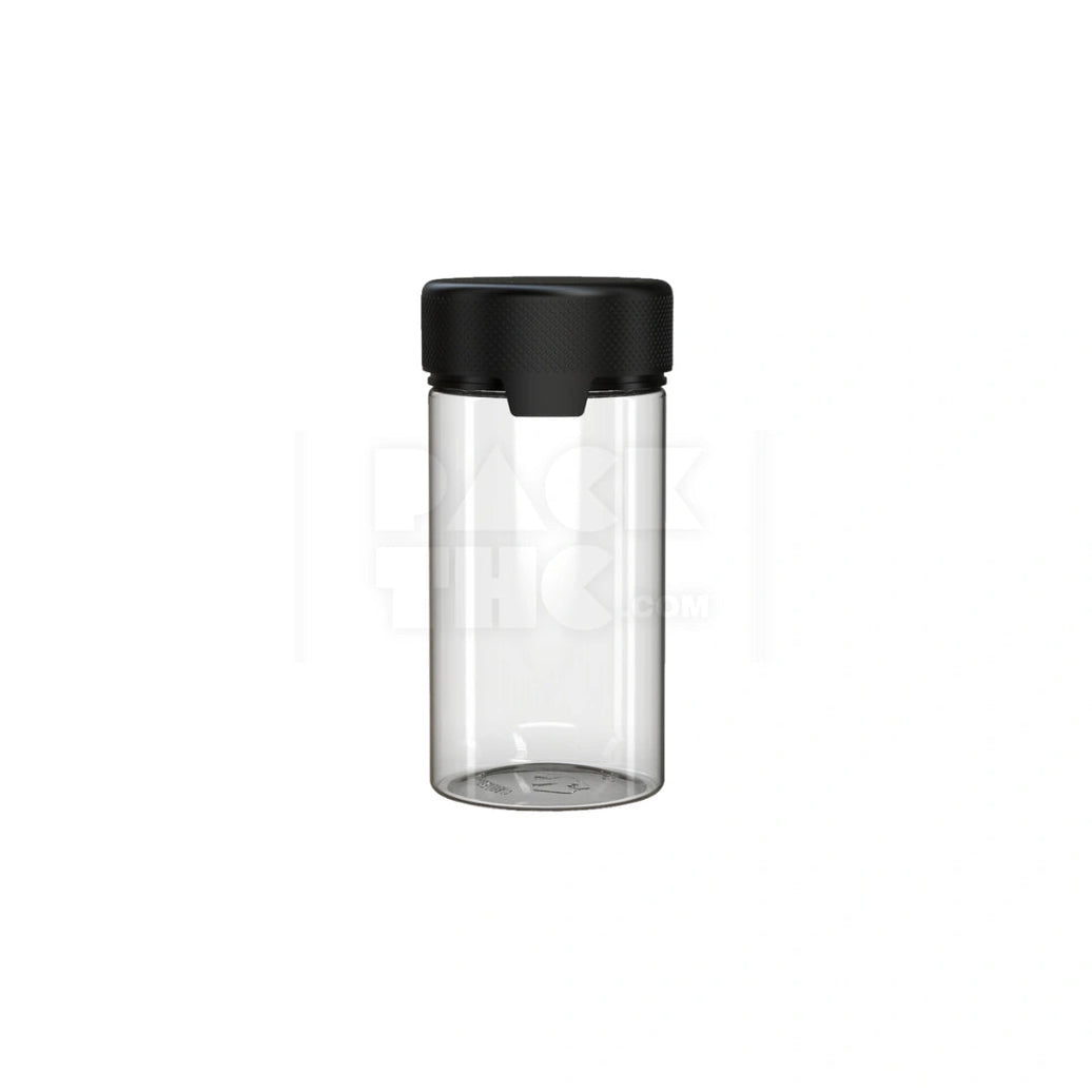 6OZ (180CC) AVIATOR CR CONTAINER WITH INTEGRATED LINER & TAMPER EVIDENT BREAK-OFF BAND (CLEAR NATURAL CONTAINER WITH OPAQUE BLACK CLOSURE) - (300 count) Pack THC