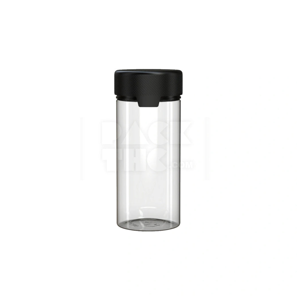 8OZ (240CC) AVIATOR CR CONTAINER WITH INTEGRATED LINER & TAMPER EVIDENT BREAK-OFF BAND (CLEAR NATURAL CONTAINER WITH OPAQUE BLACK CLOSURE) - (200 count) Pack THC