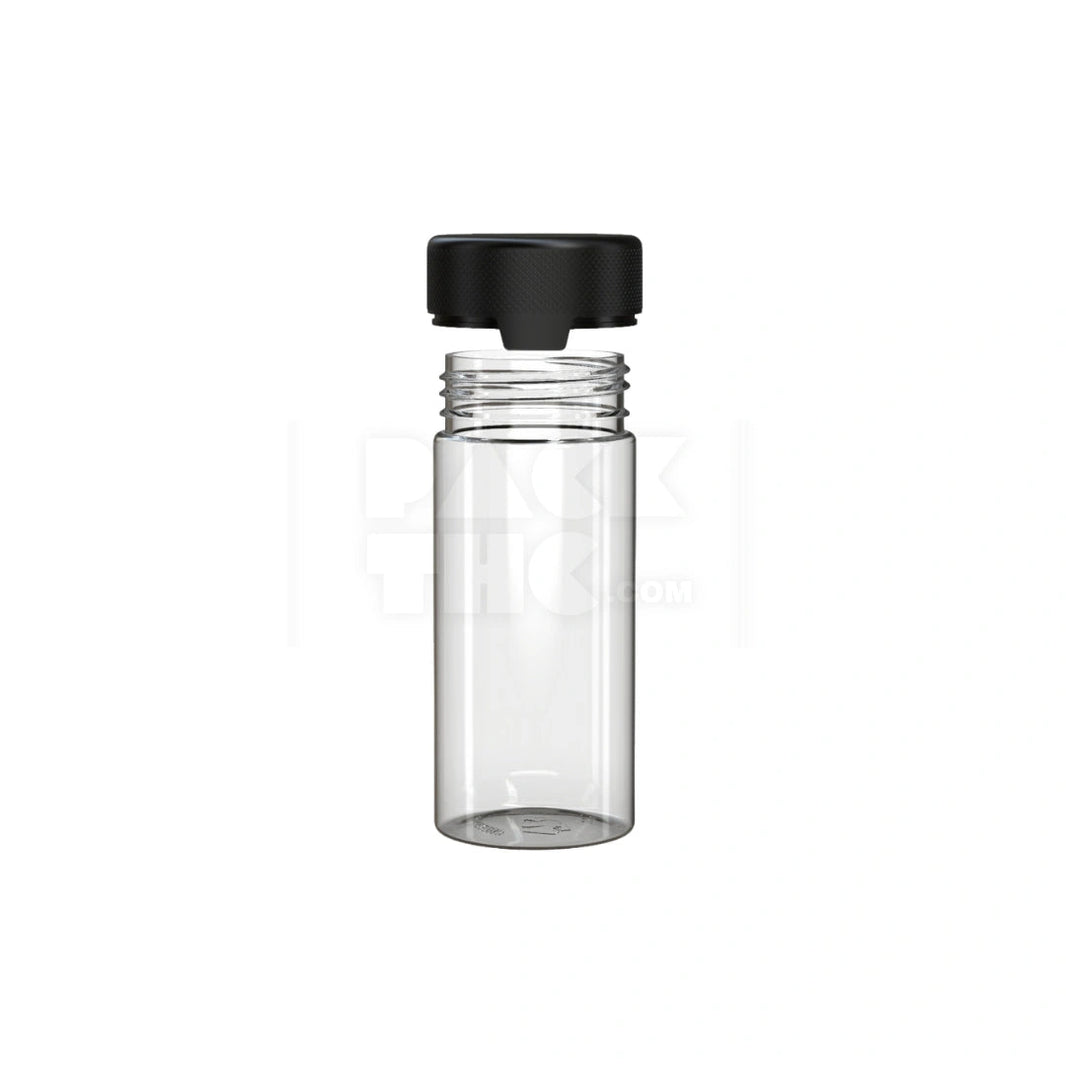 image 8OZ (240CC) AVIATOR CR CONTAINER WITH INTEGRATED LINER & TAMPER EVIDENT BREAK-OFF BAND (CLEAR NATURAL CONTAINER WITH OPAQUE BLACK CLOSURE) - (200 count) Pack THC