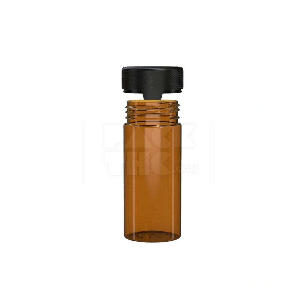 image 8OZ (240CC) AVIATOR CR CONTAINER WITH INTEGRATED LINER & TAMPER EVIDENT BREAK-OFF BAND (TRANSLUCENT AMBER CONTAINER WITH OPAQUE BLACK CLOSURE) - (200 count) Pack THC