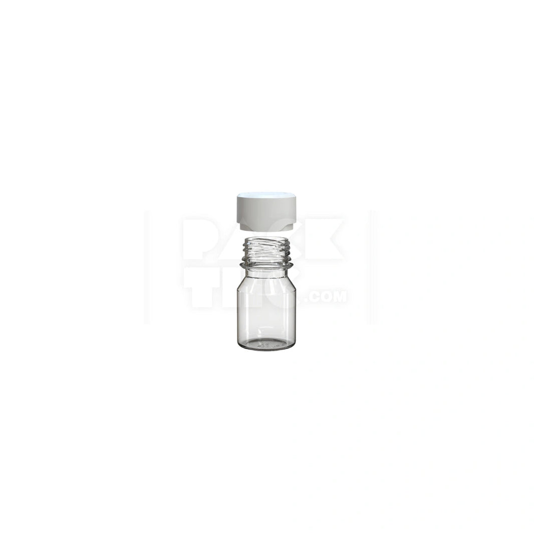 image 30ML STUBBY AVIATOR CR SHOT BOTTLE WITH FRICTION FIT CLOSURE & TAMPER BREAK-OFF BAND (CLEAR NATURAL BOTTLE WITH OPAQUE WHITE CLOSURE) - (800 count) Pack THC