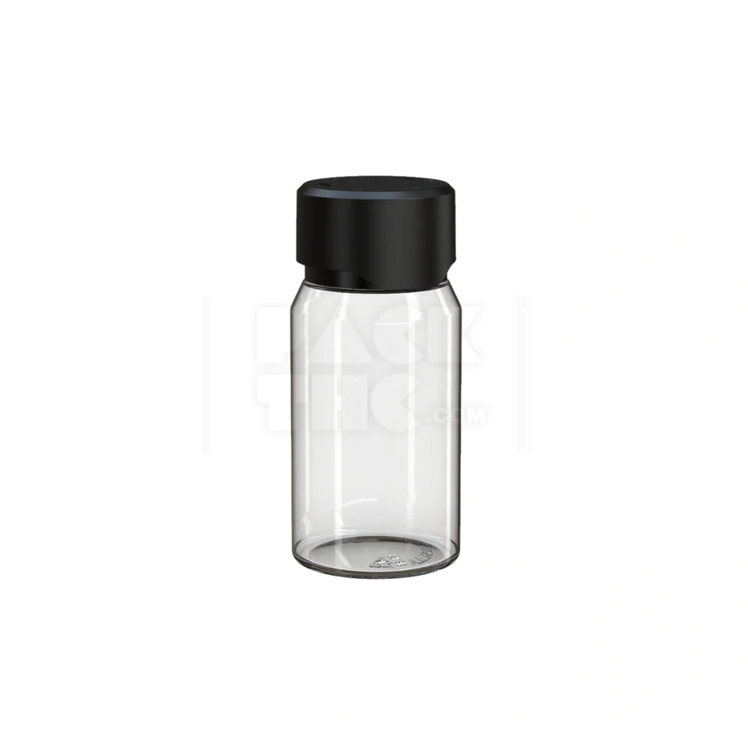 image 60ML MINI AVIATOR CR SHOT BOTTLE WITH FRICTION FIT CLOSURE & TAMPER BREAK-OFF BAND (CLEAR NATURAL BOTTLE WITH OPAQUE BLACK CLOSURE) - (500 count) Pack THC