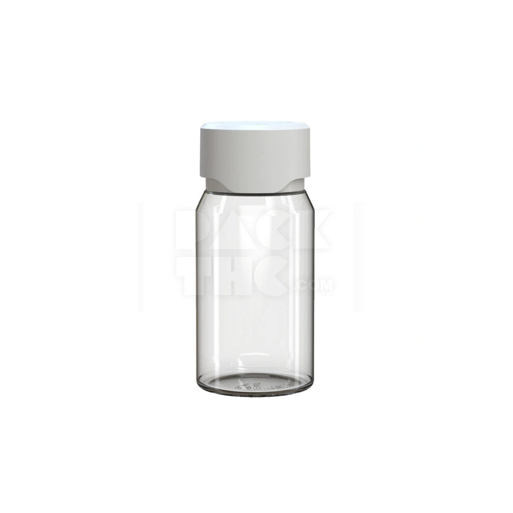 60ML MINI AVIATOR CR SHOT BOTTLE WITH FRICTION FIT CLOSURE & TAMPER BREAK-OFF BAND (CLEAR NATURAL BOTTLE WITH OPAQUE WHITE CLOSURE) - (500 count) Pack THC