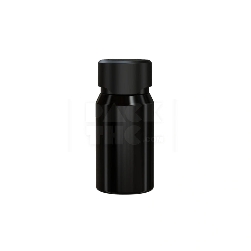 60ML MINI AVIATOR CR SHOT BOTTLE WITH FRICTION FIT CLOSURE & TAMPER BREAK-OFF BAND (OPAQUE BLACK BOTTLE WITH OPAQUE BLACK CLOSURE) - (500 count) Pack THC