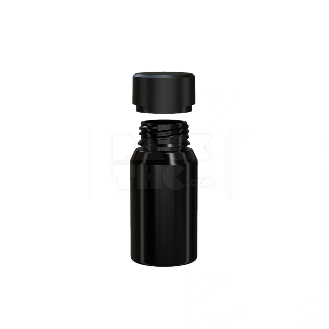 image 60ML MINI AVIATOR CR SHOT BOTTLE WITH FRICTION FIT CLOSURE & TAMPER BREAK-OFF BAND (OPAQUE BLACK BOTTLE WITH OPAQUE BLACK CLOSURE) - (500 count) Pack THC
