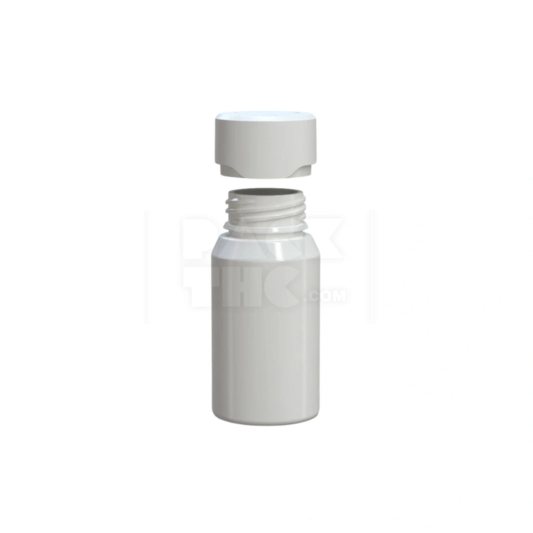 image 60ML MINI AVIATOR CR SHOT BOTTLE WITH FRICTION FIT CLOSURE & TAMPER BREAK-OFF BAND (OPAQUE WHITE BOTTLE WITH OPAQUE WHITE CLOSURE) - (500 count) Pack THC