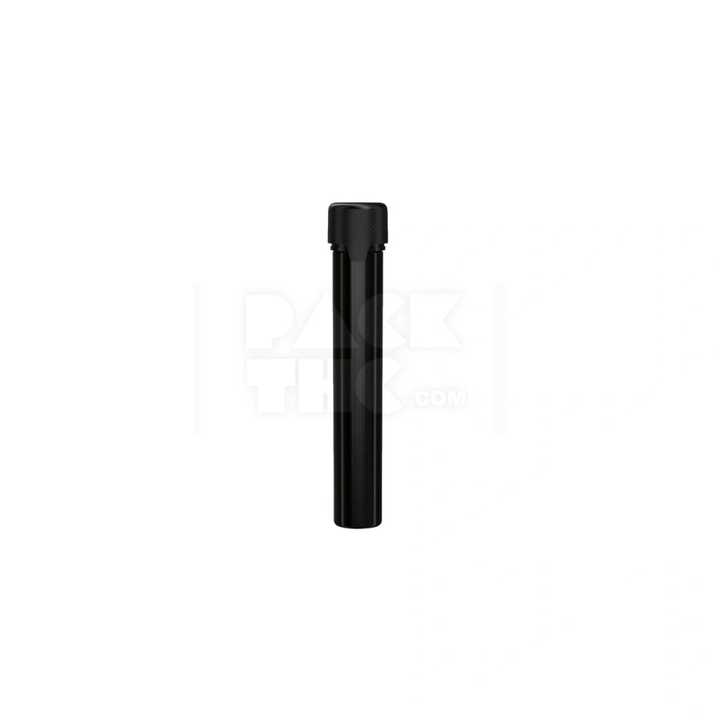 115MM AVIATOR TUBE FLAT BOTTOM WITH INTEGRATED LINER & TAMPER EVIDENT BREAK-OFF BAND (OPAQUE BLACK TUBE WITH OPAQUE BLACK CLOSURE) - (500 count) Pack THC