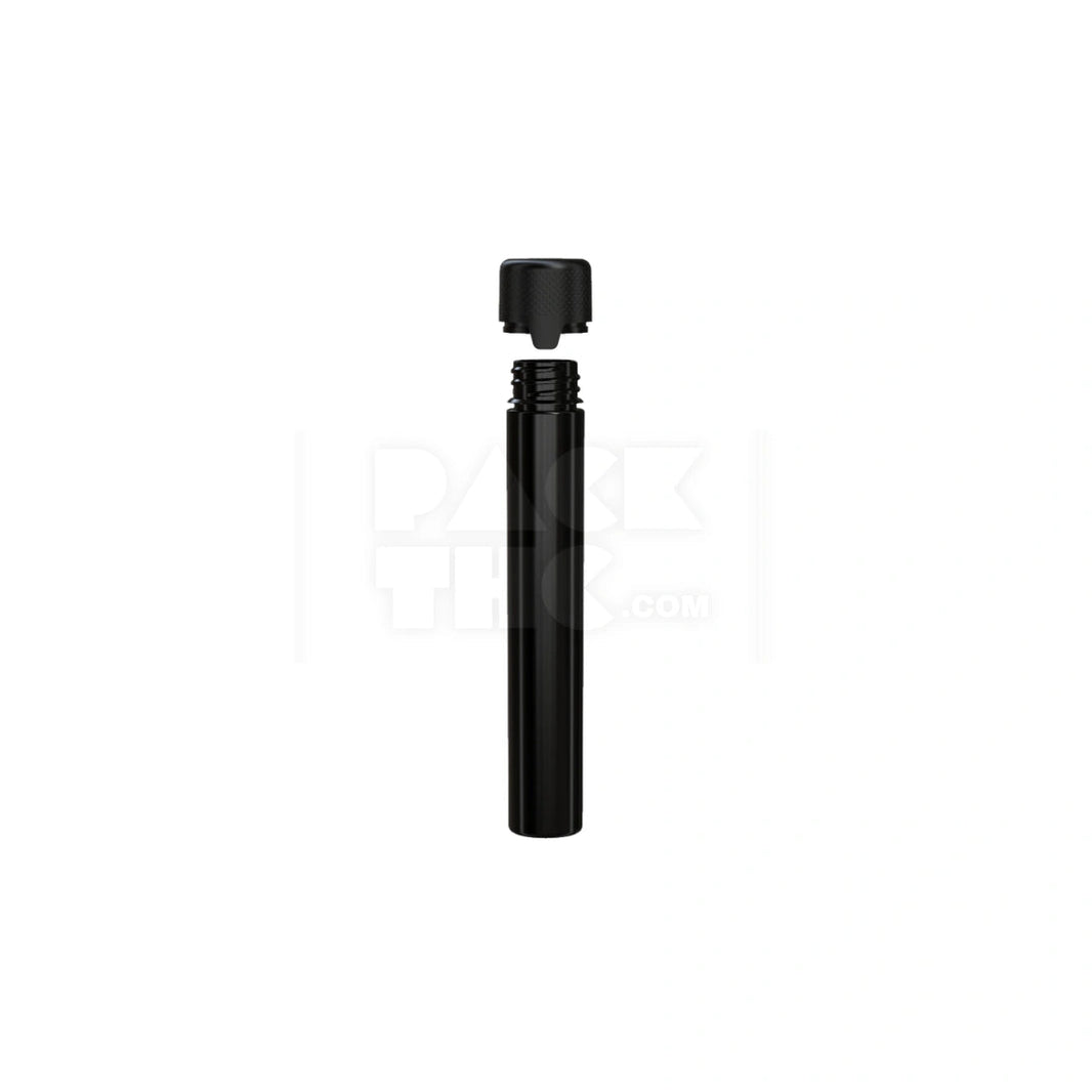 image 115MM AVIATOR TUBE FLAT BOTTOM WITH INTEGRATED LINER & TAMPER EVIDENT BREAK-OFF BAND (OPAQUE BLACK TUBE WITH OPAQUE BLACK CLOSURE) - (500 count) Pack THC