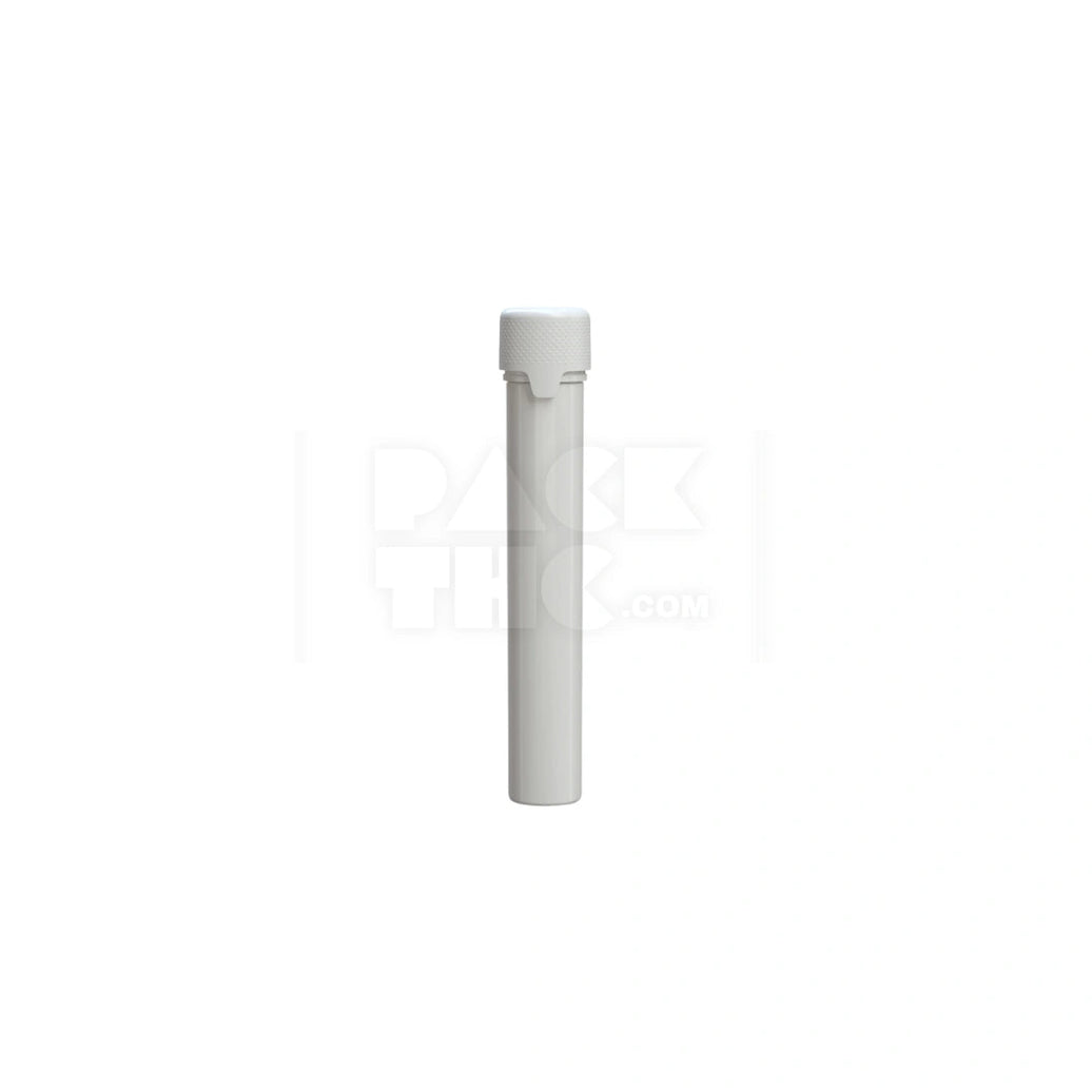 115MM AVIATOR TUBE FLAT BOTTOM WITH INTEGRATED LINER & TAMPER EVIDENT BREAK-OFF BAND (OPAQUE WHITE TUBE WITH OPAQUE WHITE CLOSURE) - (500 count) Pack THC