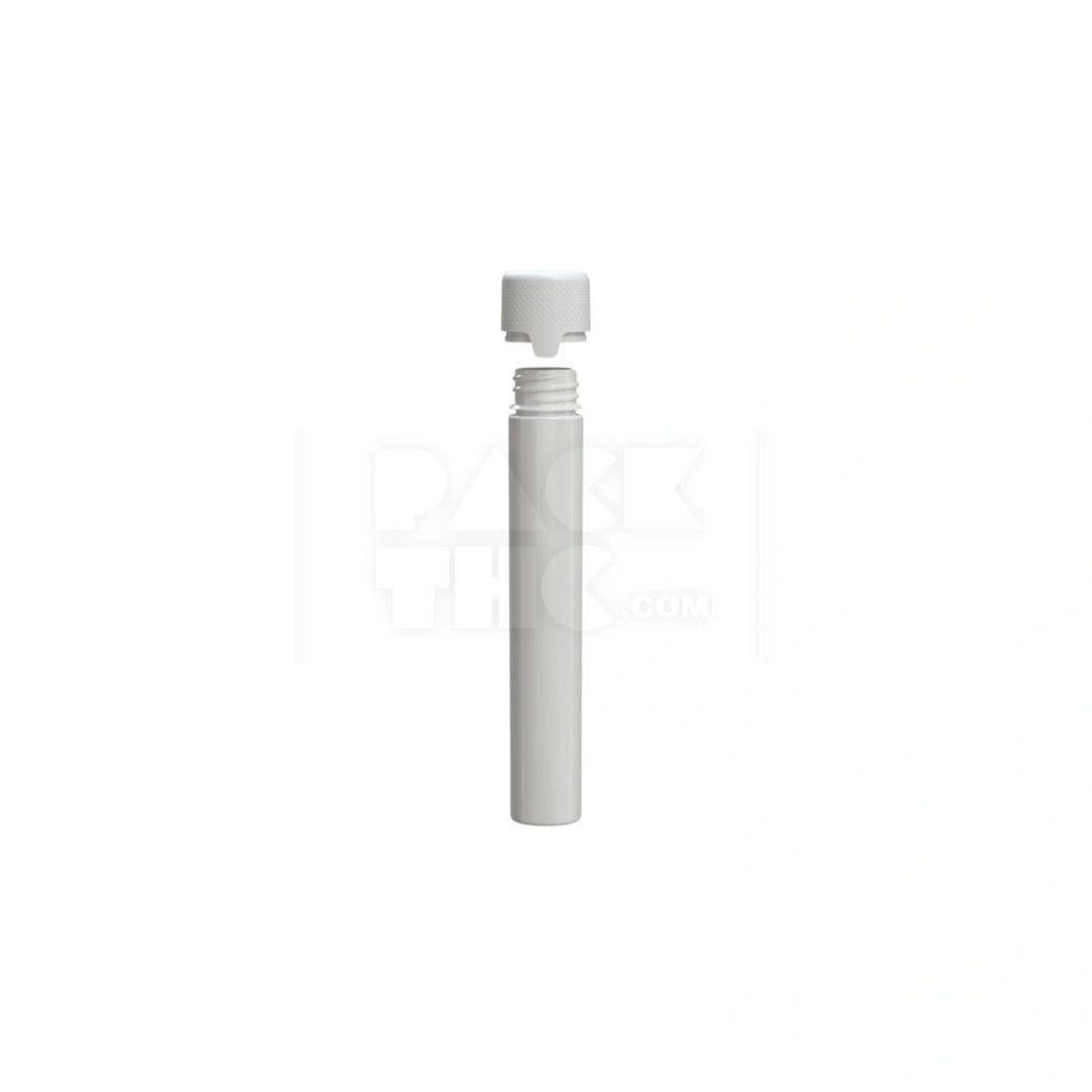 image 115MM AVIATOR TUBE FLAT BOTTOM WITH INTEGRATED LINER & TAMPER EVIDENT BREAK-OFF BAND (OPAQUE WHITE TUBE WITH OPAQUE WHITE CLOSURE) - (500 count) Pack THC