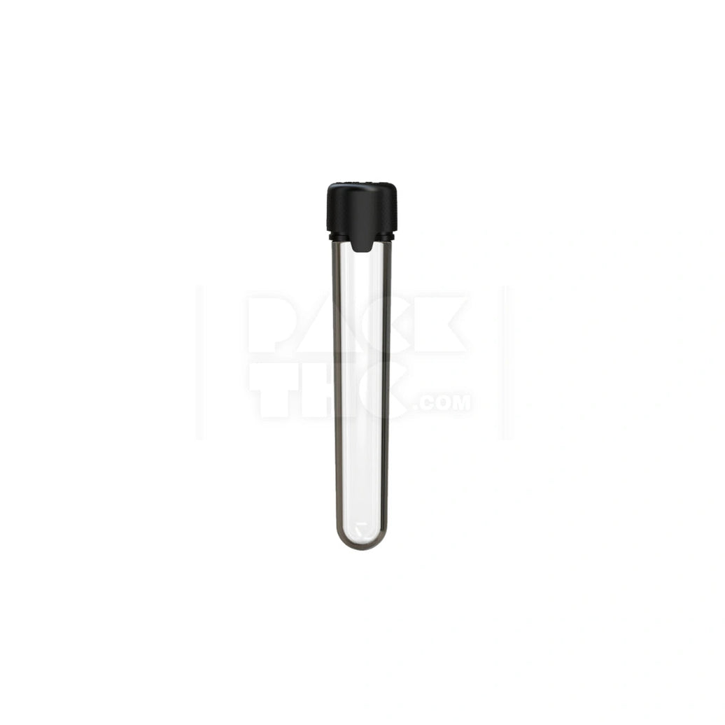 120MM AVIATOR CR TUBE WITH INTEGRATED LINER & TAMPER EVIDENT BREAK-OFF BAND (CLEAR NATURAL TUBE WITH OPAQUE BLACK CLOSURE) - (500 count) Pack THC