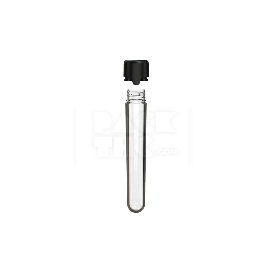 image 120MM AVIATOR CR TUBE WITH INTEGRATED LINER & TAMPER EVIDENT BREAK-OFF BAND (CLEAR NATURAL TUBE WITH OPAQUE BLACK CLOSURE) - (500 count) Pack THC