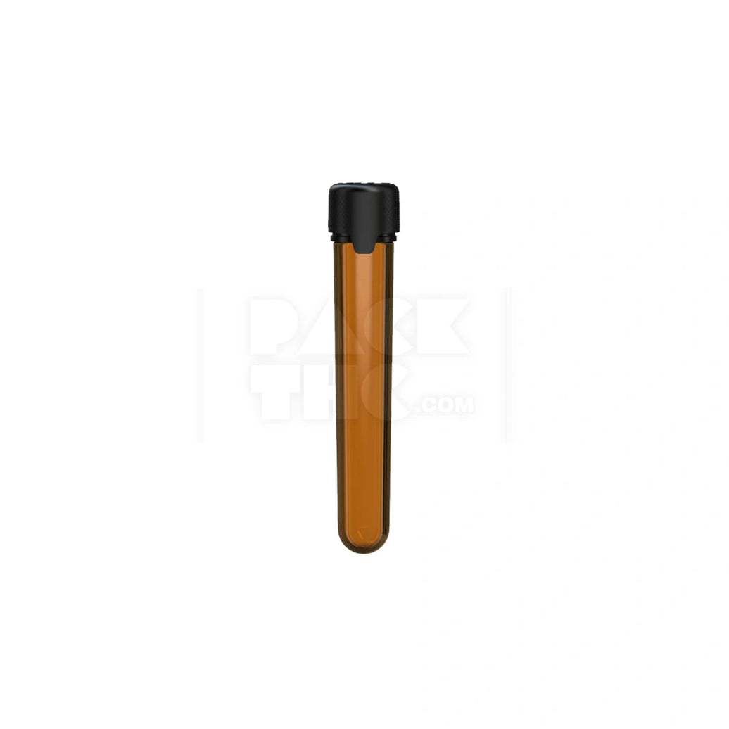 120MM AVIATOR CR TUBE WITH INTEGRATED LINER & TAMPER EVIDENT BREAK-OFF BAND (TRANSLUCENT AMBER TUBE WITH OPAQUE BLACK CLOSURE) - (500 count) Pack THC