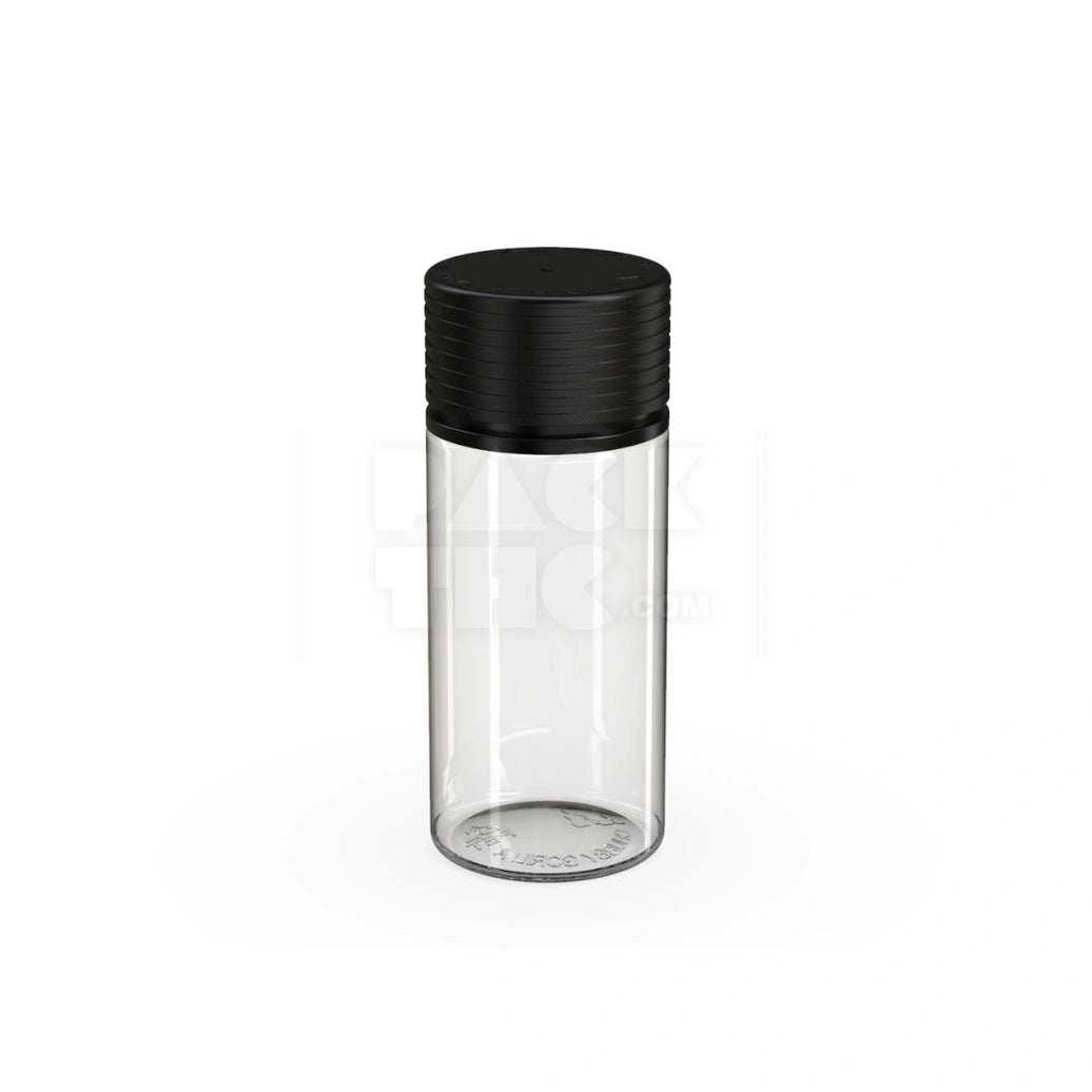 100ML SPIRAL CR BOTTLE WITH FRICTION FIT CLOSURE & TAMPER EVIDENT BREAK-OFF BAND (CLEAR NATURAL BOTTLE WITH OPAQUE BLACK CLOSURE) - (400 count) Pack THC