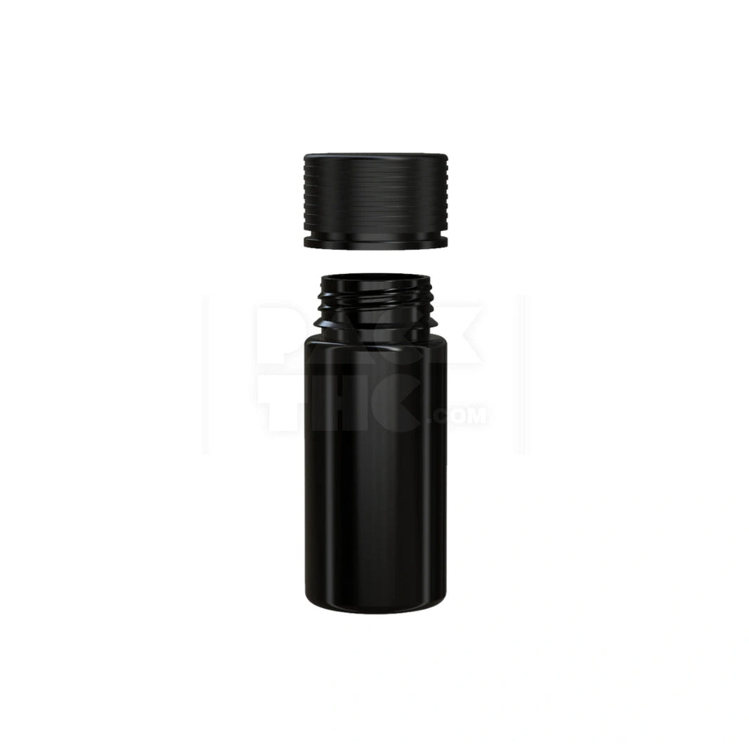 image 100ML SPIRAL CR BOTTLE WITH FRICTION FIT CLOSURE & TAMPER EVIDENT BREAK-OFF BAND (OPAQUE BLACK BOTTLE WITH OPAQUE BLACK CLOSURE) - (400 count) Pack THC